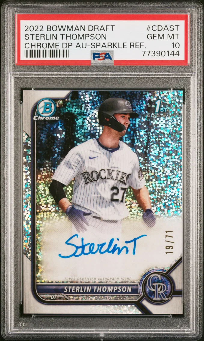 2022 #CDAST STERLIN THOMPSON PSA 10 Bowman Draft Chrome Draft Pick Autographs
