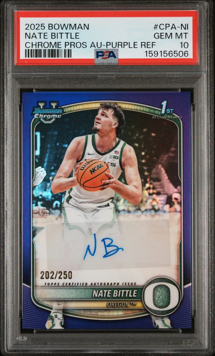 2025 #CPA-NI Nate Bittle PSA 10 Bowman Chrome Prospect Autographs