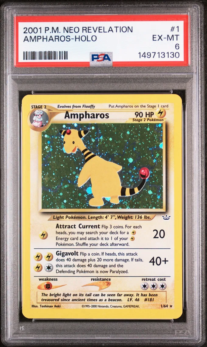 2001 #1 Ampharos-Holo PSA 6 Neo Revelation