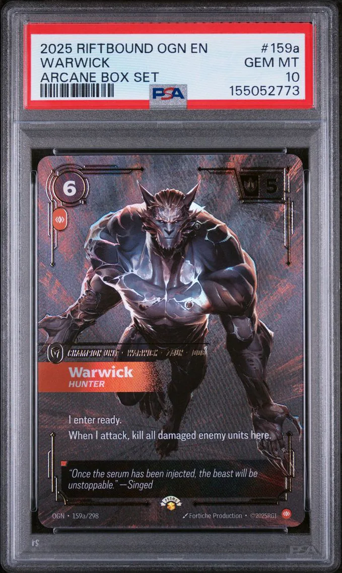 2025 #159a Warwick - Hunter PSA 10 Riftbound: League of Legends Ogn-Origins