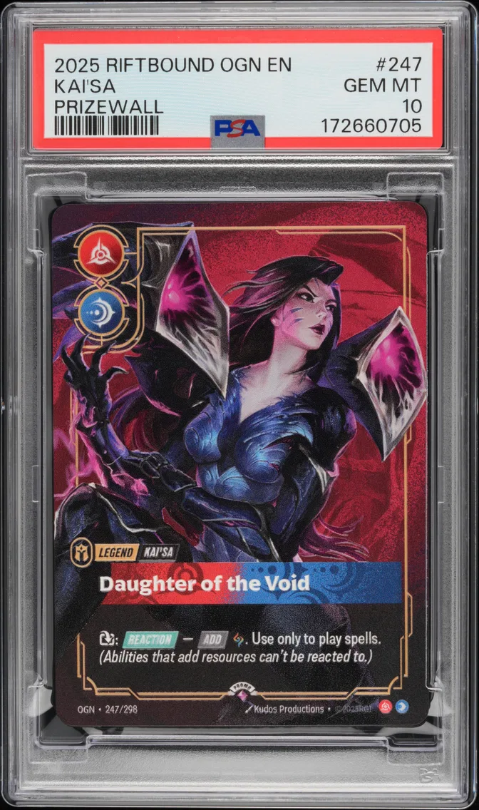 2025 #247 Kai'SA - Daughter of the Void PSA 10 Riftbound: League of Legends Ogn-Origins Plated Legends
