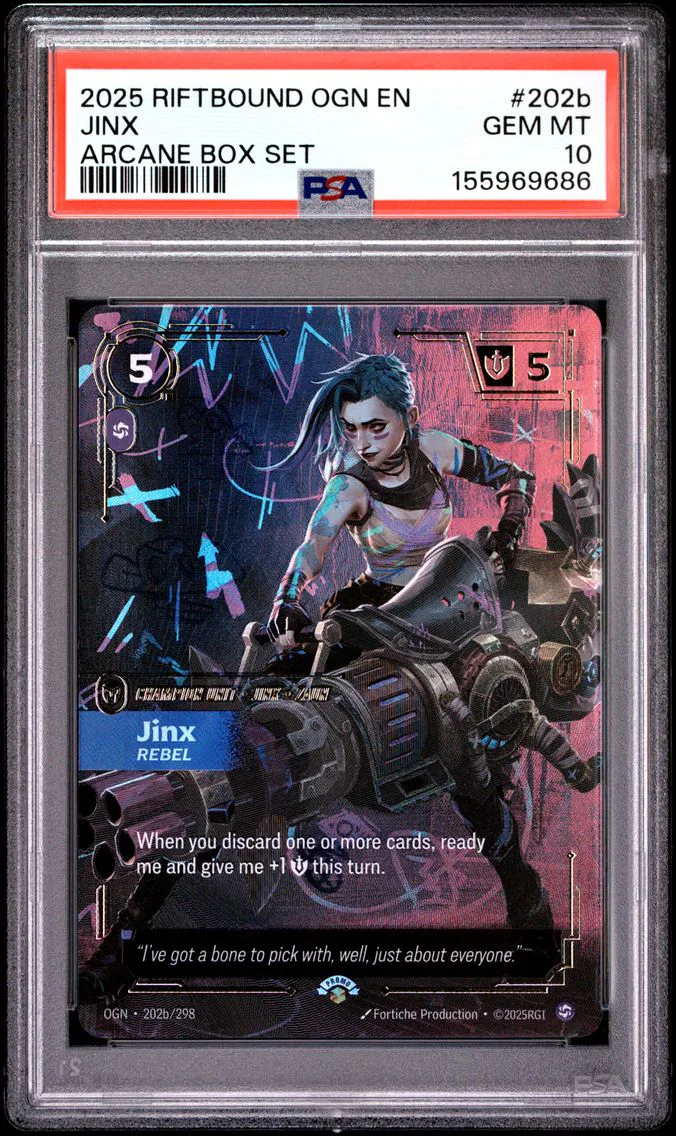2025 #202b Jinx - Rebel PSA 10 Riftbound: League of Legends Ogn-Origins