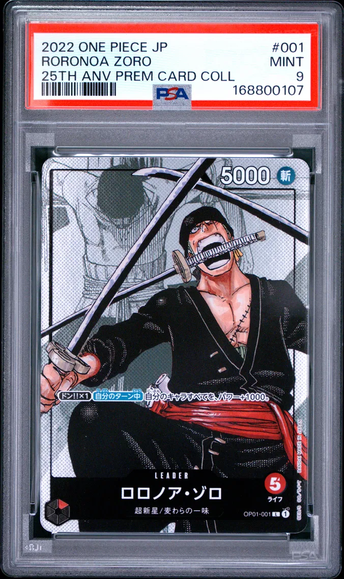 2022 #001 Roronoa Zoro PSA 9 One Piece Japanese 25th Anniversary Premium Card Collection