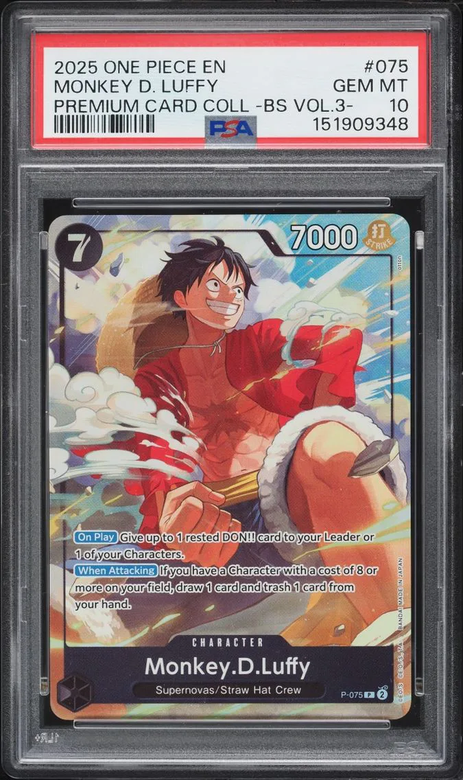 2025 #075 Monkey D. Luffy PSA 10 One Piece Premium Best Selection Vol. 3