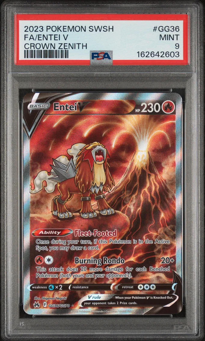 2023 #GG36 Full Art/Entei V PSA 9 Sword and Shield Crown Zenith