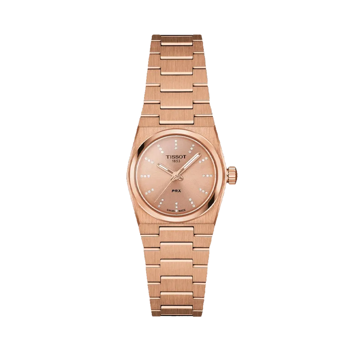 Tissot PRX Quartz PVD Coated Rose Gold w/ Diamonds 25mm - Pink on Bracelet
