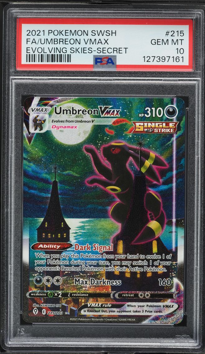 2021 #215 Full Art/Umbreon Vmax PSA 10 Sword & Shield Evolving Skies Pokemon