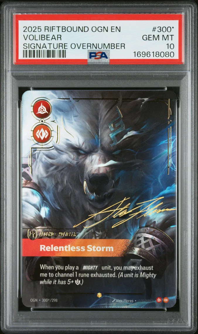 2025 #300* Volibear - Relentless Storm PSA 10 Riftbound: League of Legends Ogn-Origins