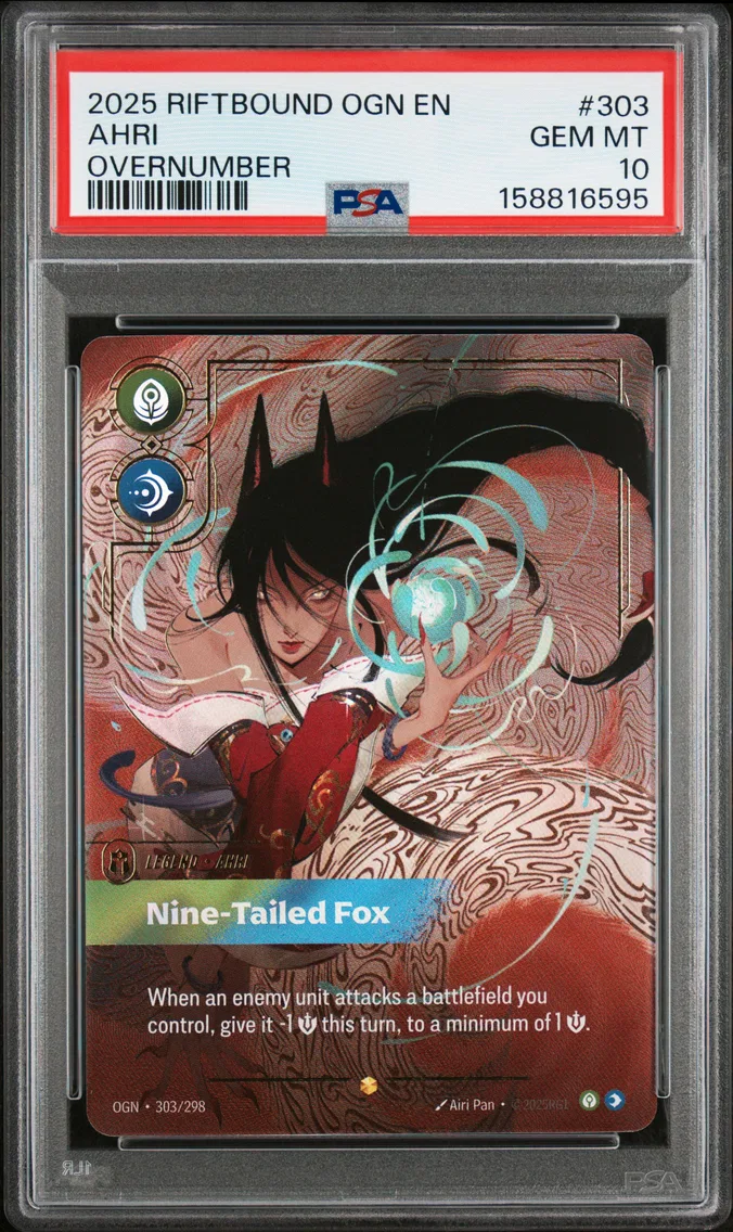 2025 #303 Ahri - Nine-Tailed Fox PSA 10 Riftbound: League of Legends Ogn-Origins