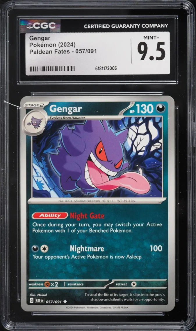 2024 Pokemon Scarlet & Violet Paldean Fates Gengar #57 CGC 9.5 MINT+