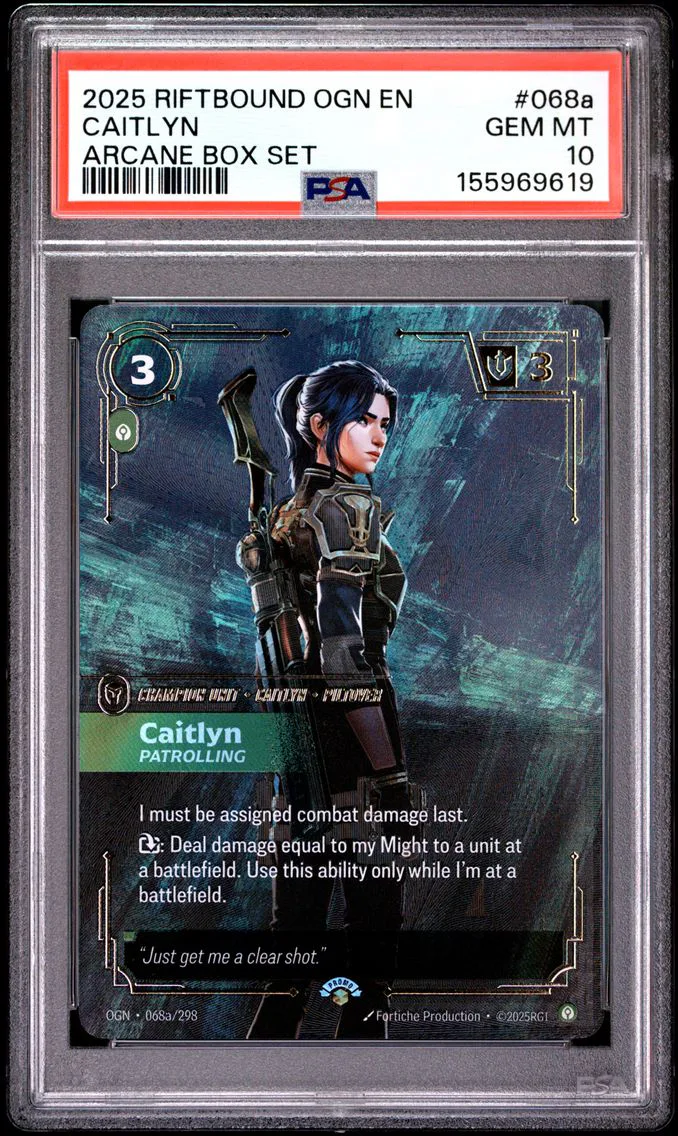 2025 #068a Caitlyn - Patrolling PSA 10 Riftbound: League of Legends Ogn-Origins