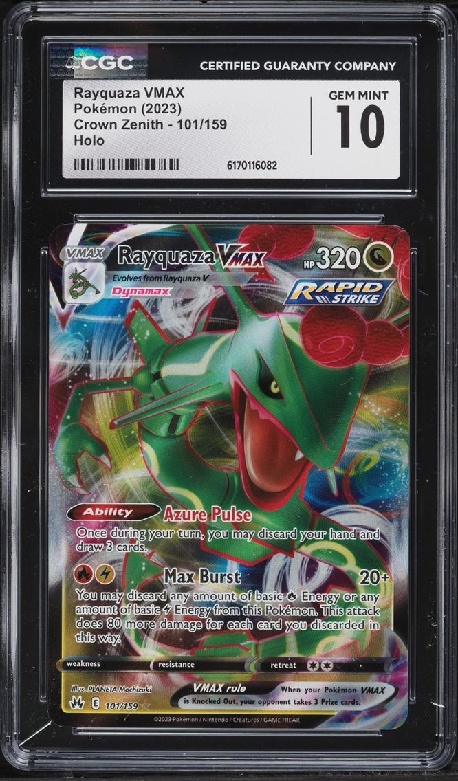 2023 Pokemon Sword & Shield Crown Zenith Full Art Rayquaza VMAX #101 CGC 10 GEM MINT