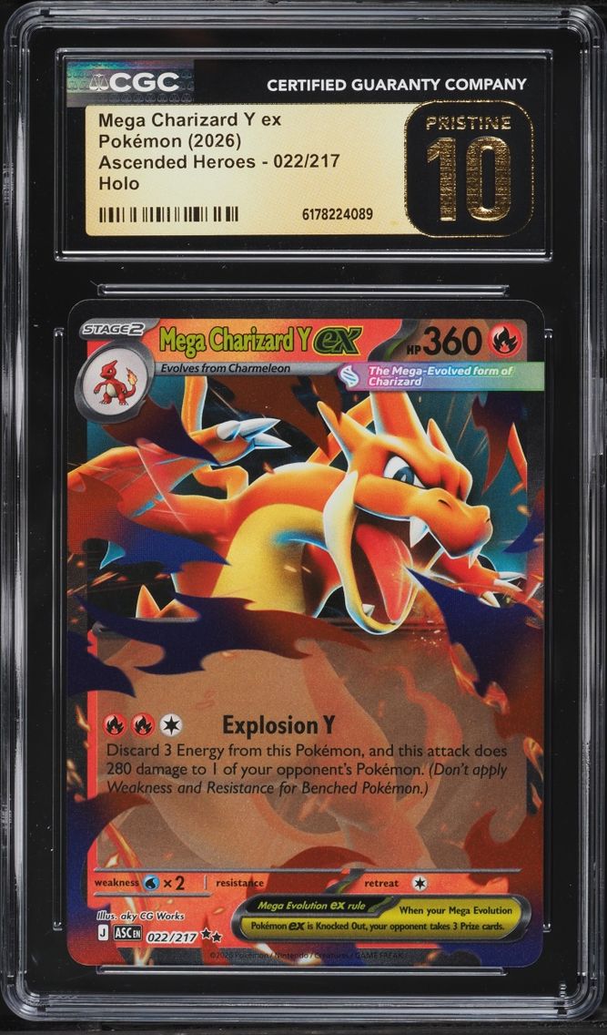 2026 Pokemon Mega Evolution Ascended Heroes Holo Mega Charizard Y Ex #22 CGC 10 PRISTINE
