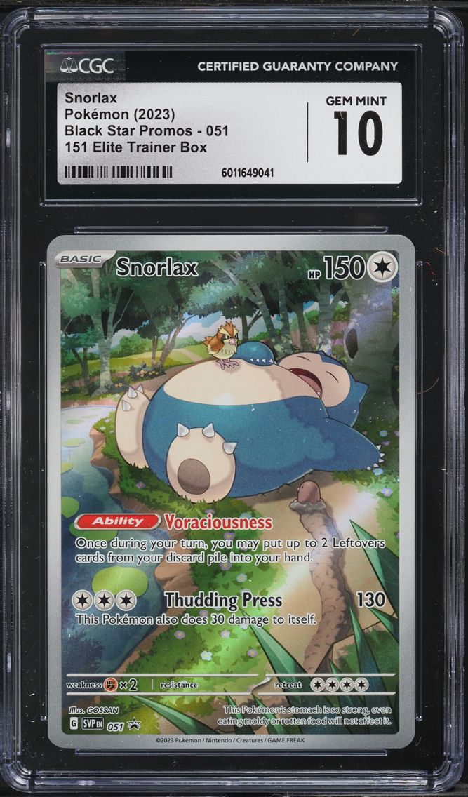 2023 #51 SV 151 BLACK STAR PROMO ETB SNORLAX CGC 10 POKEMON