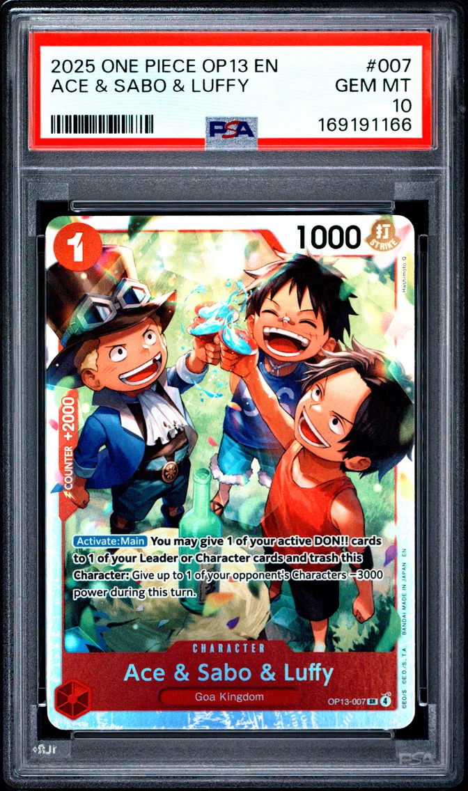 2025 #007 Ace & Sabo & Luffy PSA 10 One Piece OP13-Carrying on His Will