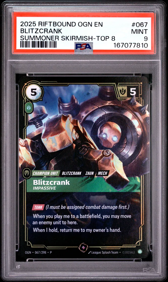 2025 #067 Blitzcrank - Impassive PSA 9 Riftbound: League of Legends Ogn-Origins