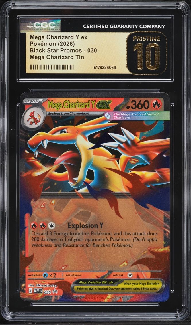 2026 Pokemon Mega Evolution Black Star Promo Tin Mega Charizard Y Ex #30 CGC 10 PRISTINE