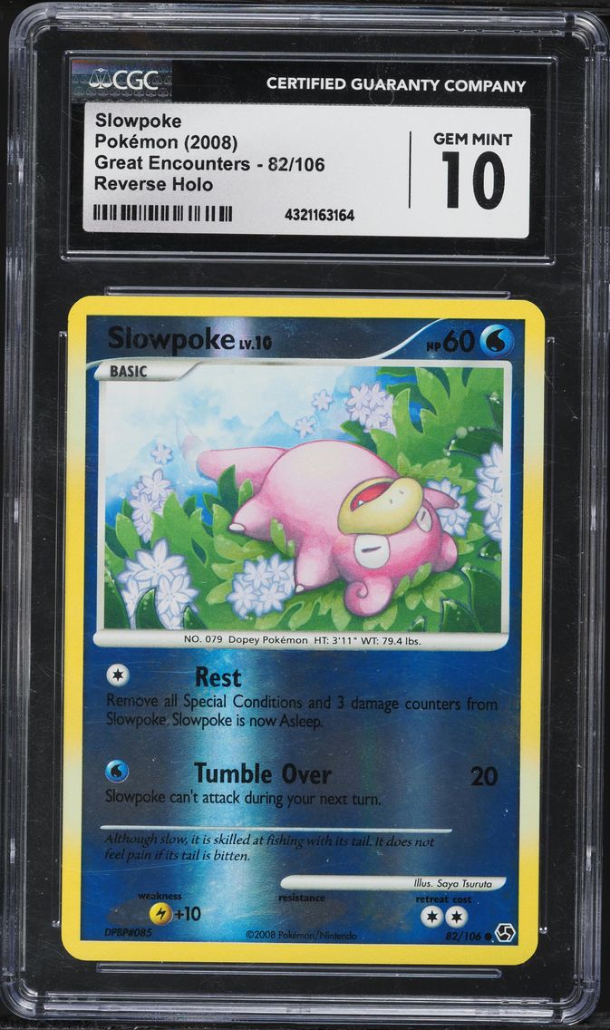 2008 #82 Slowpoke Reverse Holo CGC 10 Great Encounters - English Pokemon