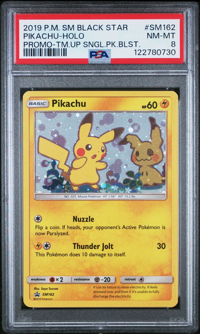 2019 #SM162 Pikachu-Holo PSA 8 SM Black Star Promo