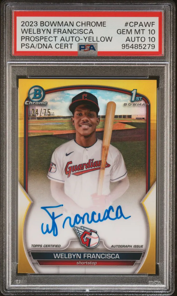 2023 #CPAWF Welbyn Francisca PSA 10 Bowman Chrome Prospect Autographs