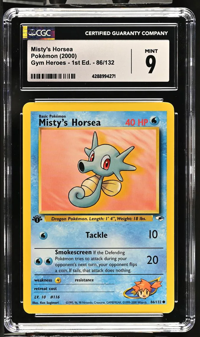 2000 #86 Misty's Horsea CGC 9 Gym Heroes - 1st Edition - English