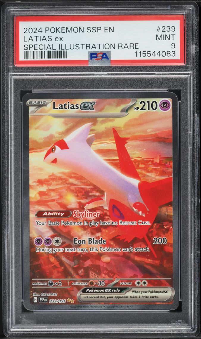 2024 #239 Latias EX PSA 9 Ssp EN-Surging Sparks Pokemon