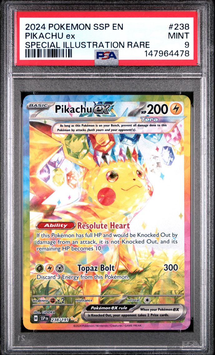 2024 #238 Pikachu EX PSA 9 Ssp EN-Surging Sparks Pokemon