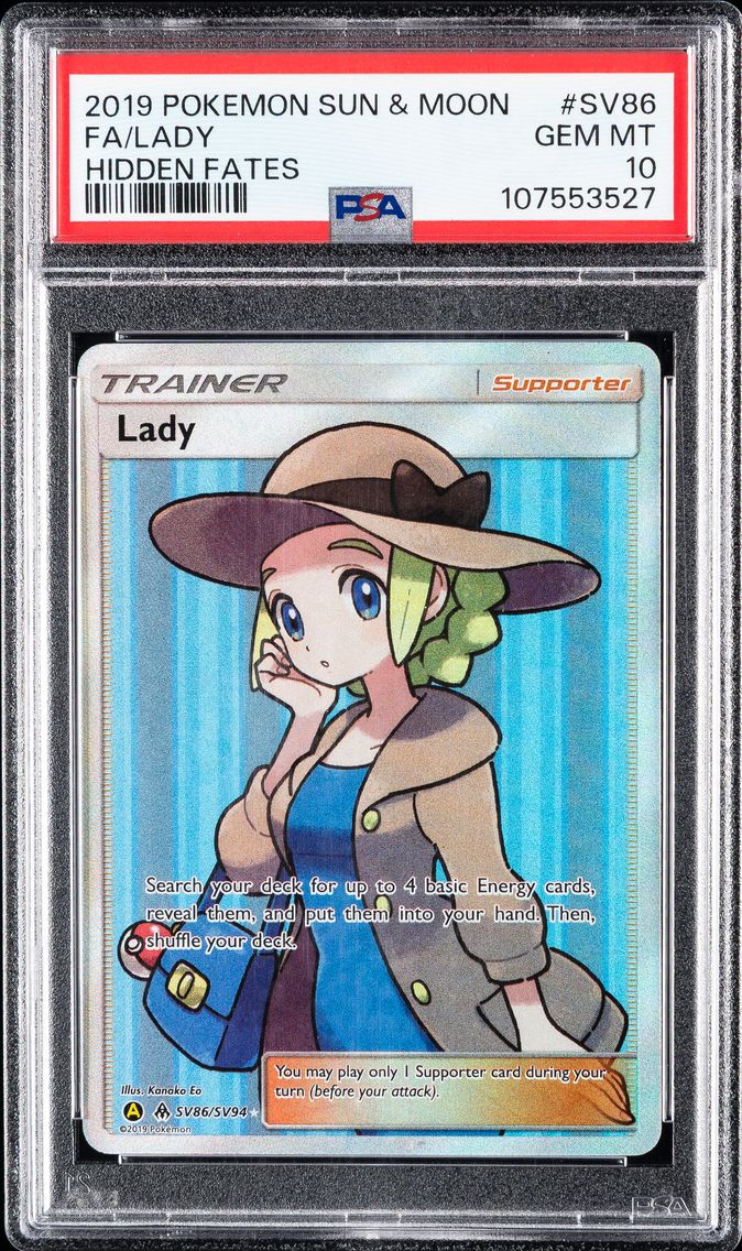 2019 #SV86 Full Art/Lady PSA 10 Sun & Moon Hidden Fates Pokemon