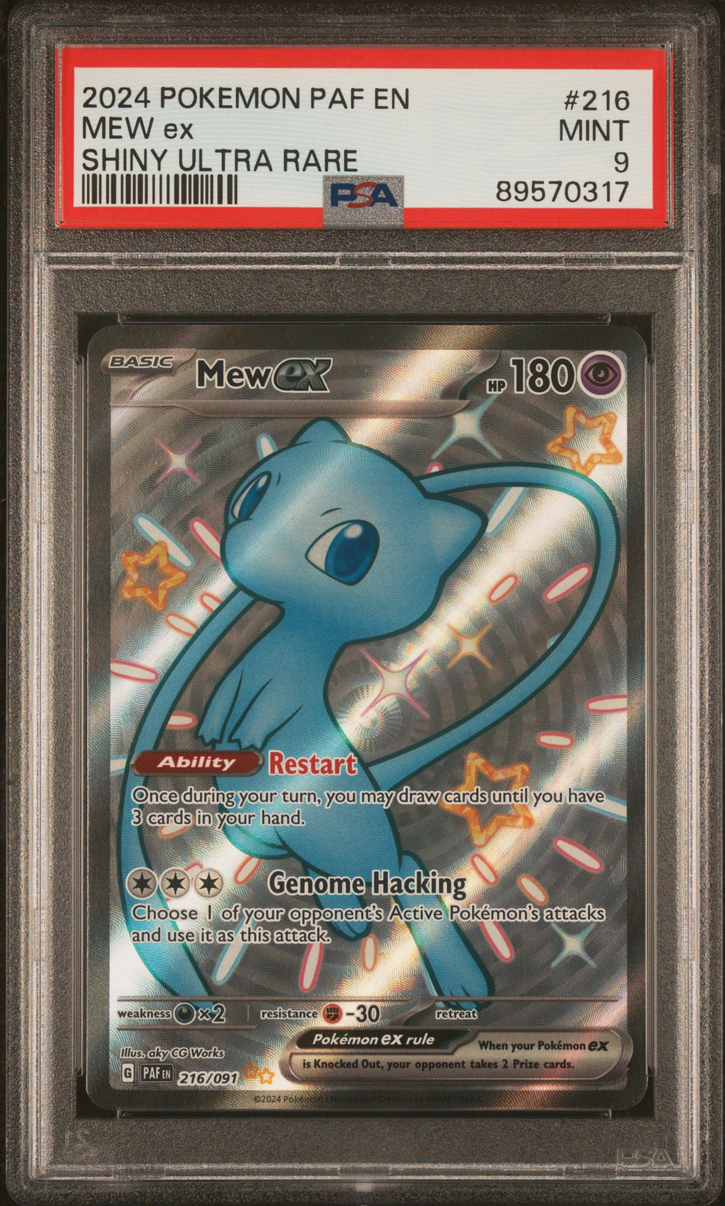 2024 #216 Mew Ex PSA 9 Paf En-Paldean Fates