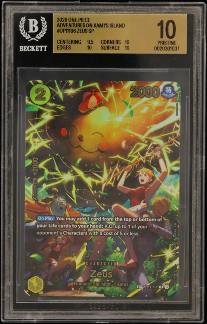 2026 #OP11106 Zeus SP BGS 10 One Piece Card Game Adventure on KAMI's Island