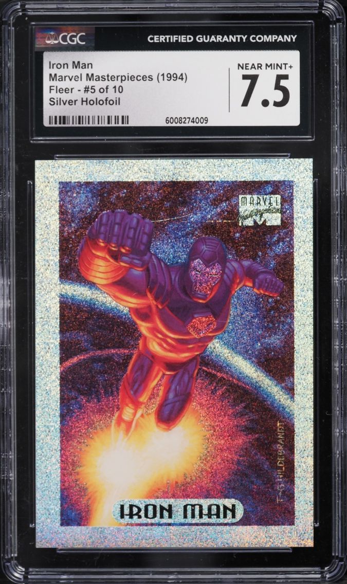 1994 #5 Marvel Masterpieces Silver Holofoil Iron Man NRMT+ CGC 7.5