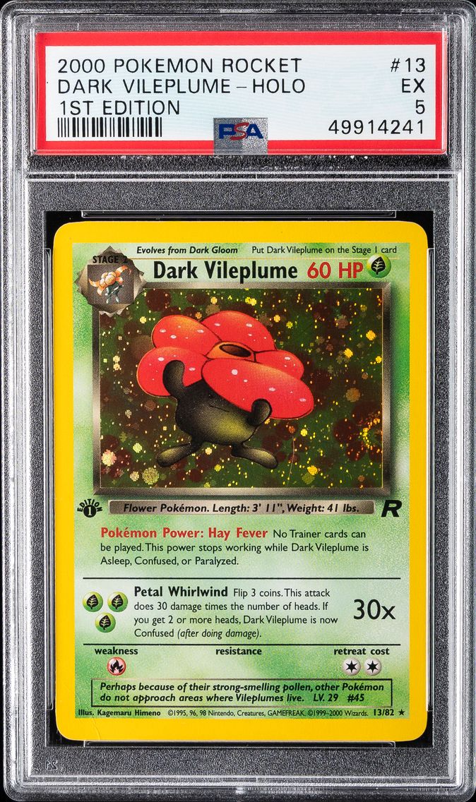 2000 #13 Dark Vileplume-Holo 1st Edition PSA 5 Rocket Pokemon