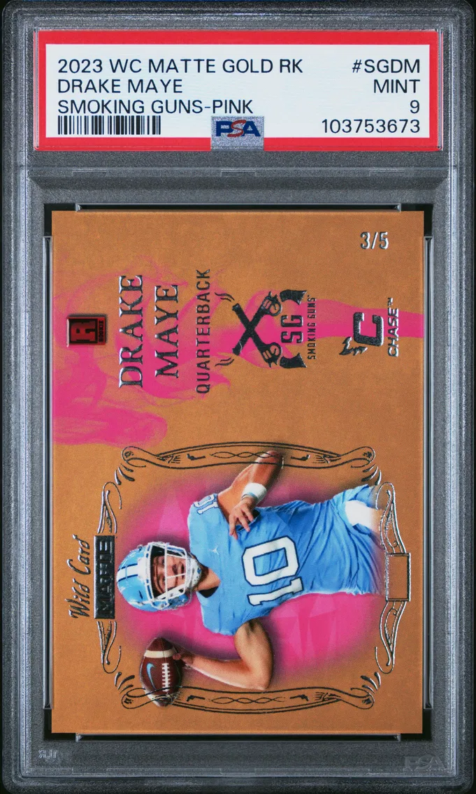 2023 #SGDM Drake Maye PSA 9 Wild Card Matte Gold Rookie Edition Smoking Guns