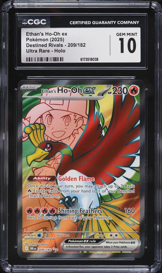 2025 Pokemon Scarlet & Violet Destined Rivals Full Art Ethan's Ho-Oh Ex #209 CGC 10 GEM MINT