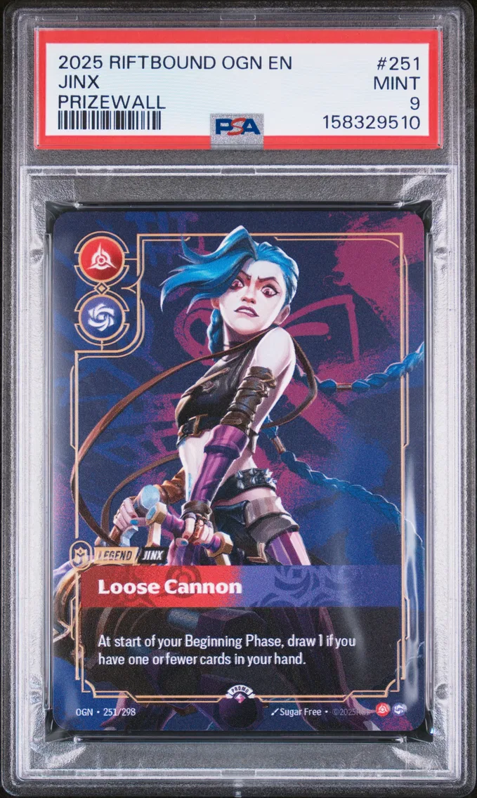 2025 #251 Jinx - Loose Cannon PSA 9 Riftbound: League of Legends Ogn-Origins Plated Legends