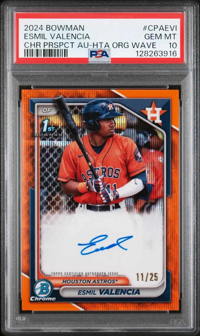 2024 #CPAEVI Esmil Valencia PSA 10 Bowman Chrome Prospect Autographs