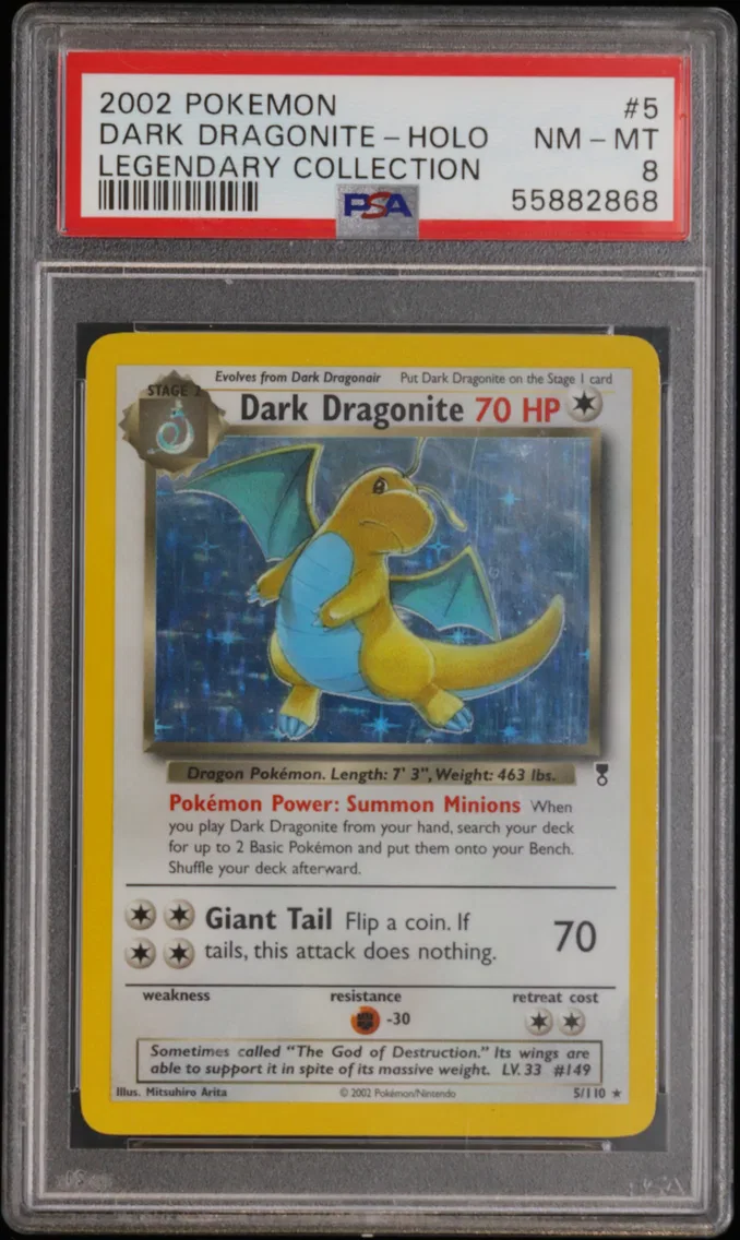 2002 #5 Dark Dragonite-Holo PSA 8 Legendary Collection
