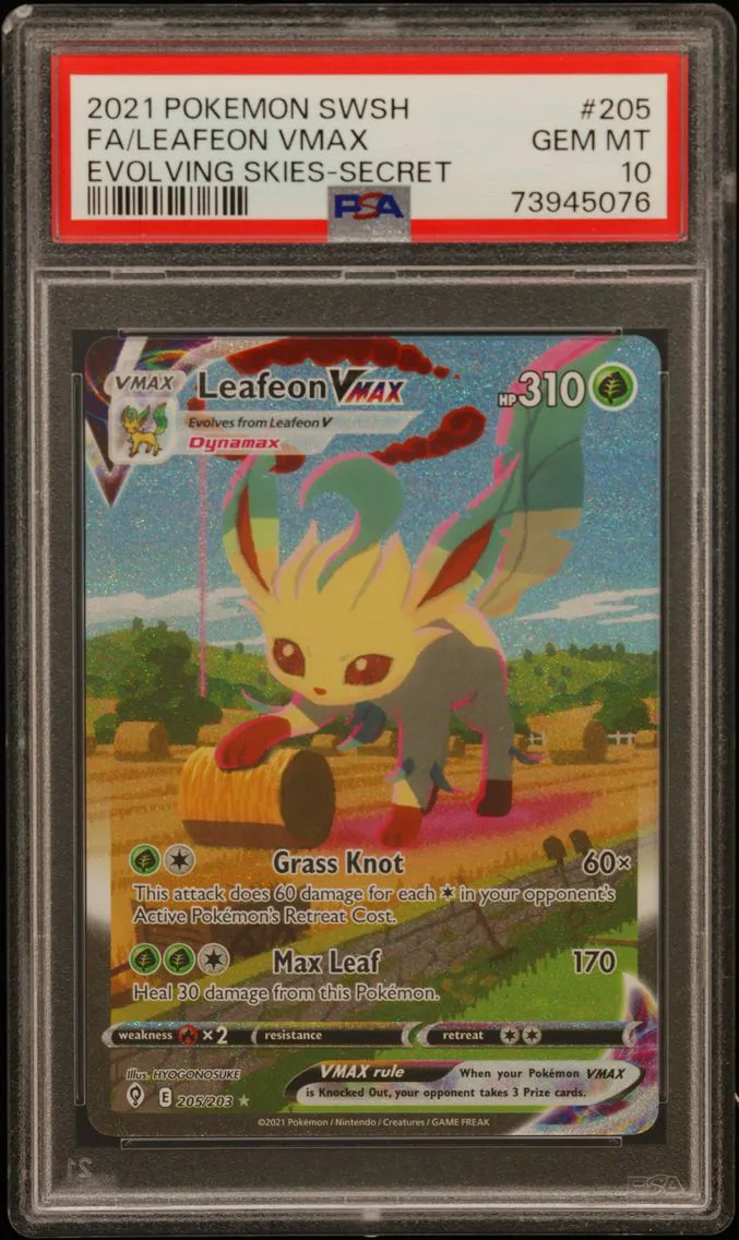 2021 #205 Full Art/Leafeon Vmax PSA 10 Sword & Shield Evolving Skies