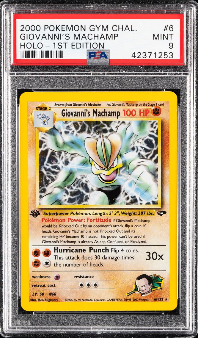 2000 #6 Giovanni's Machamp Holo-1st Edition PSA 9 Gym Challenge Pokemon