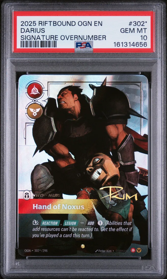 2025 #302* Darius - Hand of Noxus PSA 10 Riftbound: League of Legends Ogn-Origins