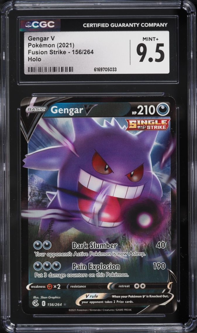2021 Pokemon Sword & Shield Fusion Strike Holo Gengar V #156 CGC 9.5 MINT+