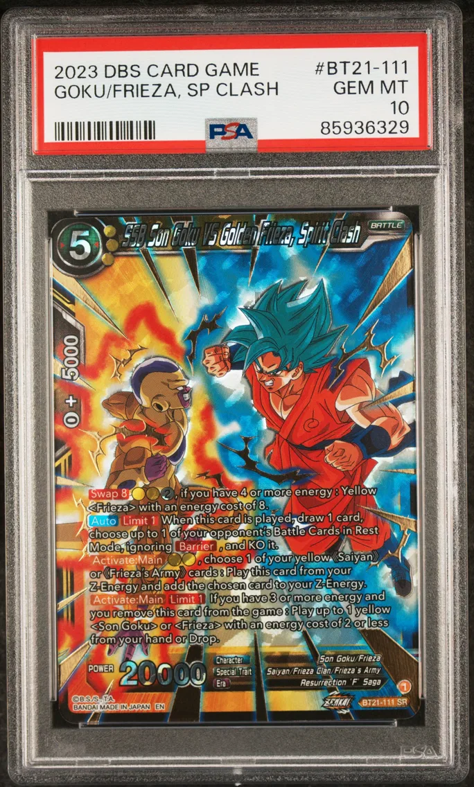 2023 #BT21-111 SSB Son Goku VS Golden Frieza, Spirit Clash PSA 10 Dragon Ball Super Card Game Series 21 Wild Resurgence
