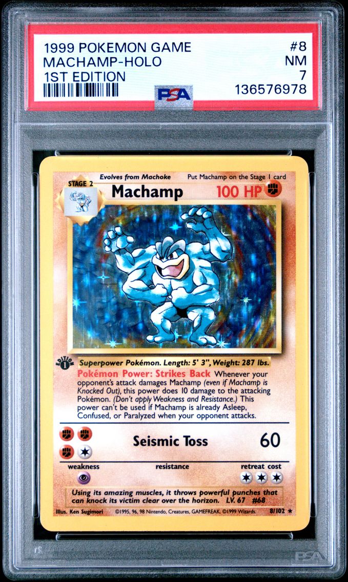 1999 #8 Machamp-Holo PSA 7 1st Edition Pokemon Game Pokemon