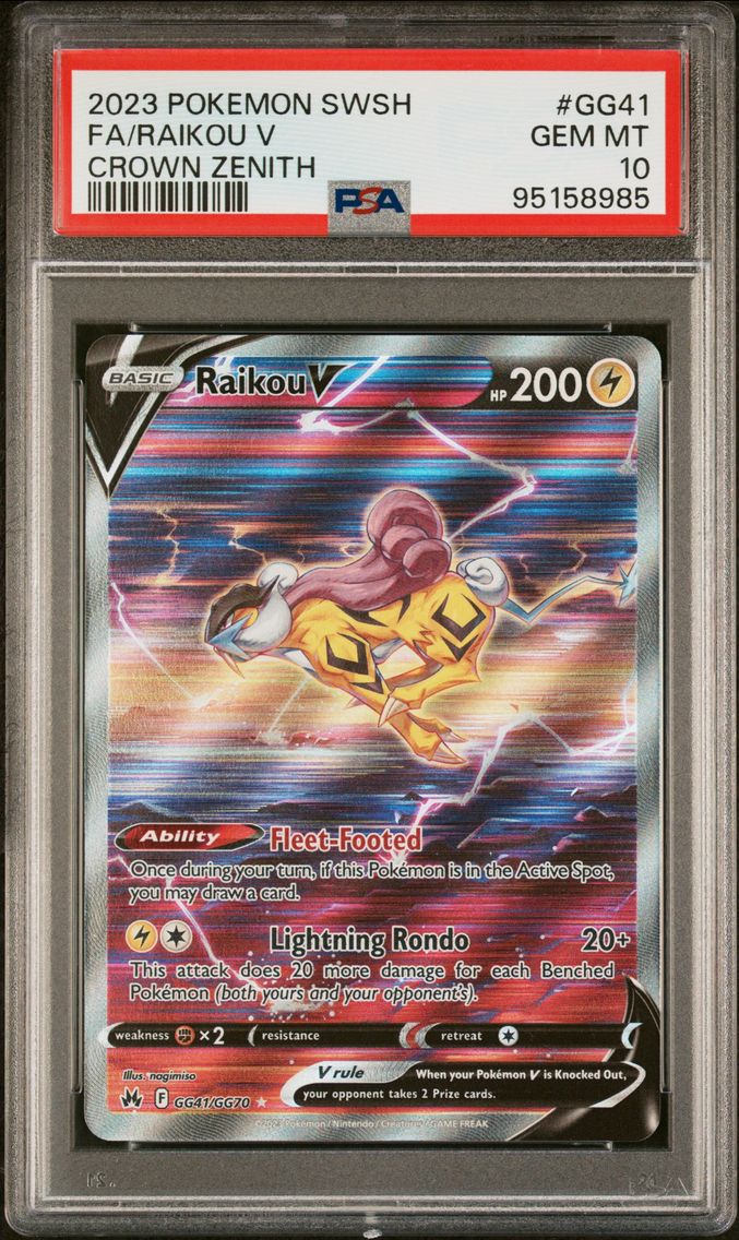 2023 #GG41 Full Art/Raikou V PSA 10 Sword and Shield Crown Zenith