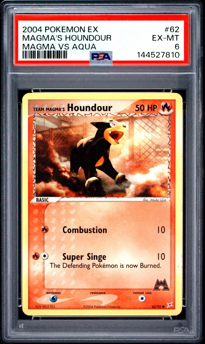 2004 #62 Team Magma's Houndour PSA 6 EX Team Magma VS Team Aqua