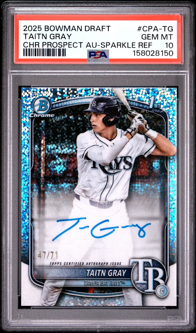 2025 #CPA-TG Taitn Gray PSA 10 Bowman Draft Chrome Prospect Autographs