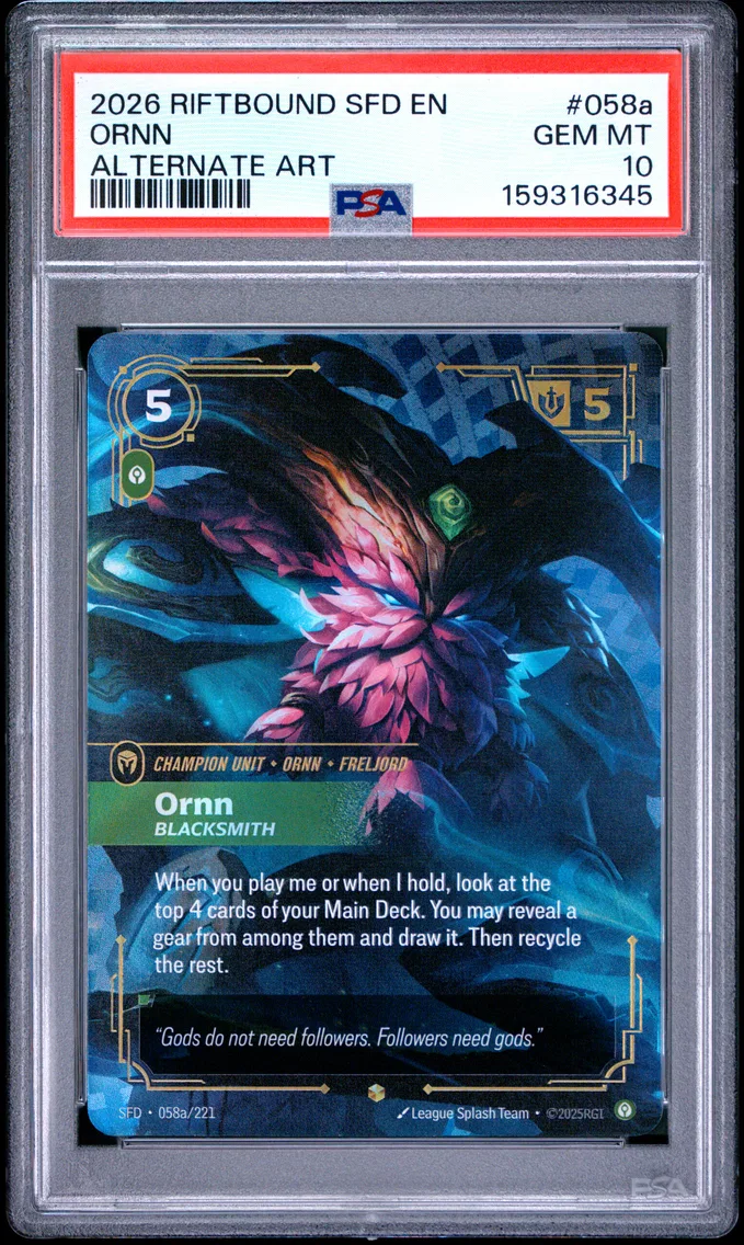 2026 #058a Ornn - Blacksmith PSA 10 Riftbound: League of Legends Sfd-Spiritforged