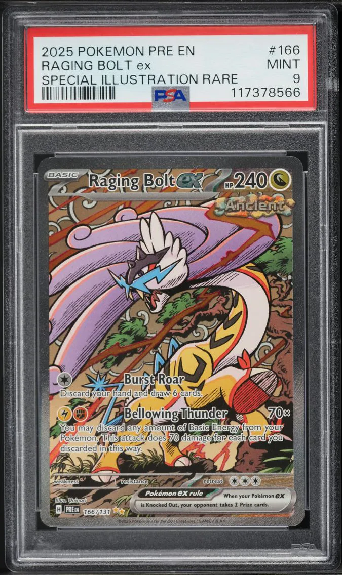2025 #166 Raging Bolt EX PSA 9 Pre EN-Prismatic Evolutions Pokemon