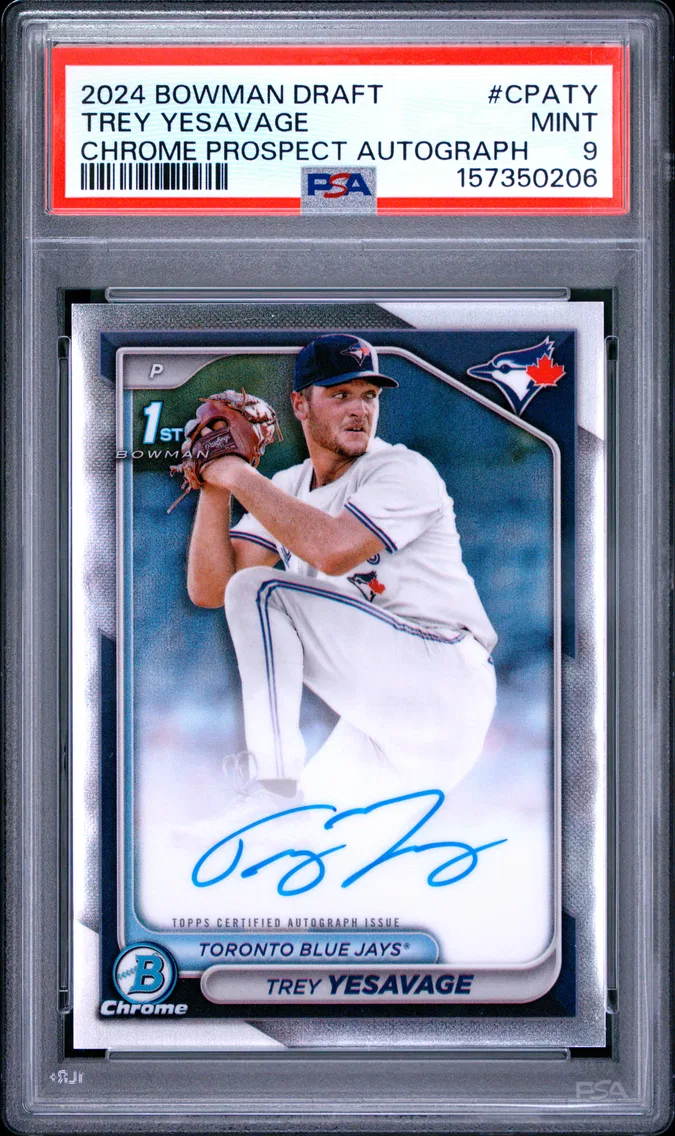 2024 #CPATY Trey Yesavage PSA 9 Bowman Draft Chrome Prospect Autographs