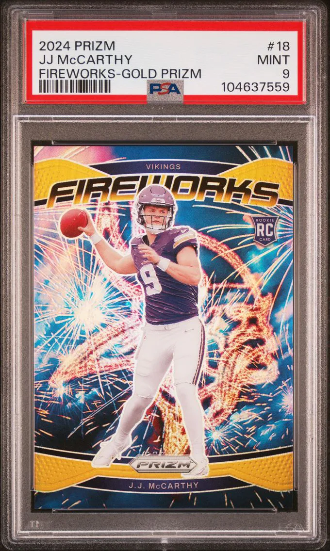 2024 #18 JJ McCarthy PSA 9 Panini Prizm Fireworks